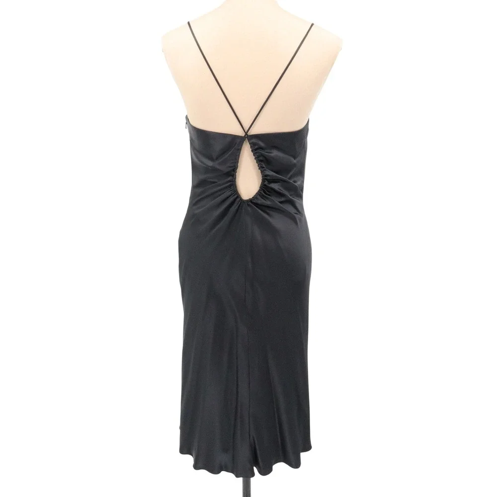 Rimini by‎ Shaw Silk Midi Slip Dress Cowl Neck Black Size 8 - Picture 3 of 10